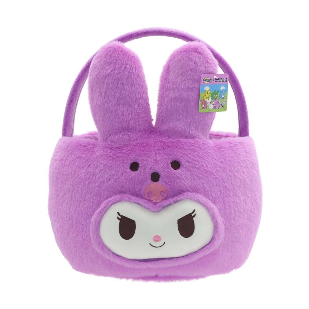 Peeps X Sanrio Kuromi Jumbo Plush Easter Bunny Basket W/ Handle 9.25'' X 15''